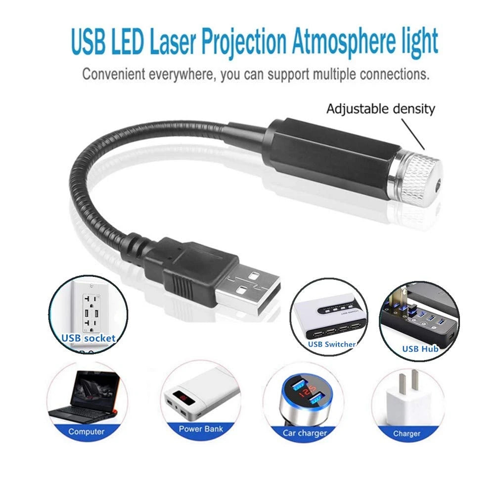 Lampa cu laser proiectie stelute USB, Car Ceiling USB Star