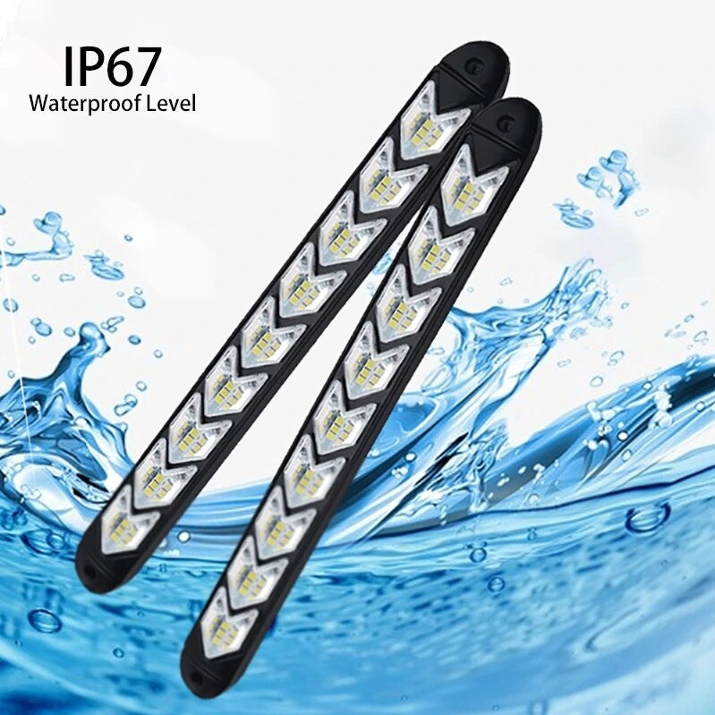 Set Lumini Auto Led DRL cu semnalizare dinamica secventiala, tip sageata, 9 module