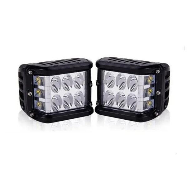 Set 2 x Proiector led bicolor, Off Road, alb si galben stroboscop,90W, unghi lumina spot 30°