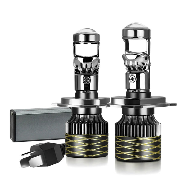 Set 2 x Becuri auto LED cu lupa,A80 H4,120w, 6500k,Canbus,12000 lm