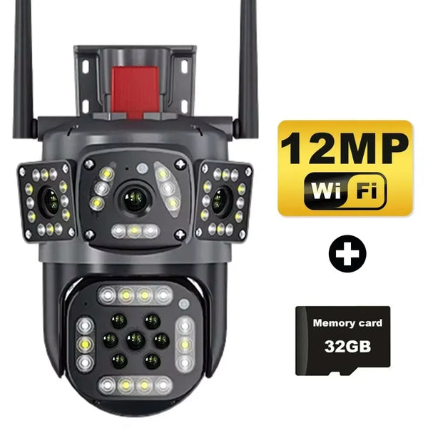 Camera de Supraveghere WIFI,6K,12MP, Ultra HD,Comunicare Bidirectionala, Alarma, Senzor Miscare,card 32GB cadou