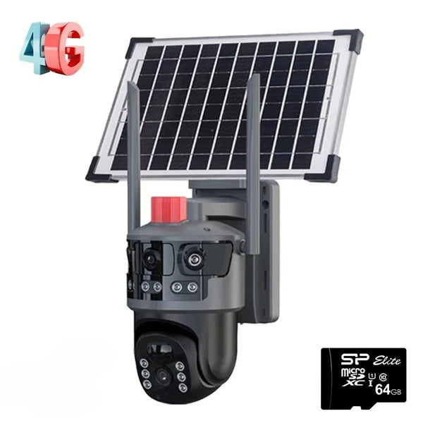 Camera de Supraveghere cu panou solar,4G slot sim,Ultra HD,9MP Zoom 10X,PTZ,Comunicare Bidirectionala, Alarma, Senzor Miscare,card 64GB cadou