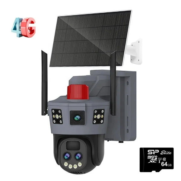 Camera de Supraveghere cu panou solar,4G slot sim,Ultra HD,9MP Zoom 10X,PTZ,Comunicare Bidirectionala, Alarma, Senzor Miscare,card 64GB cadou