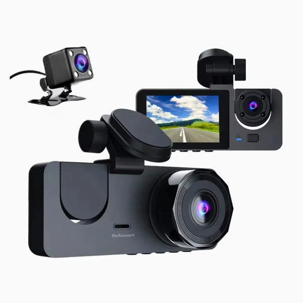 Camera tripla auto DVR 2, Full-HD,Senzor Miscare,Ecran IPS 2.35", 170°,WDR