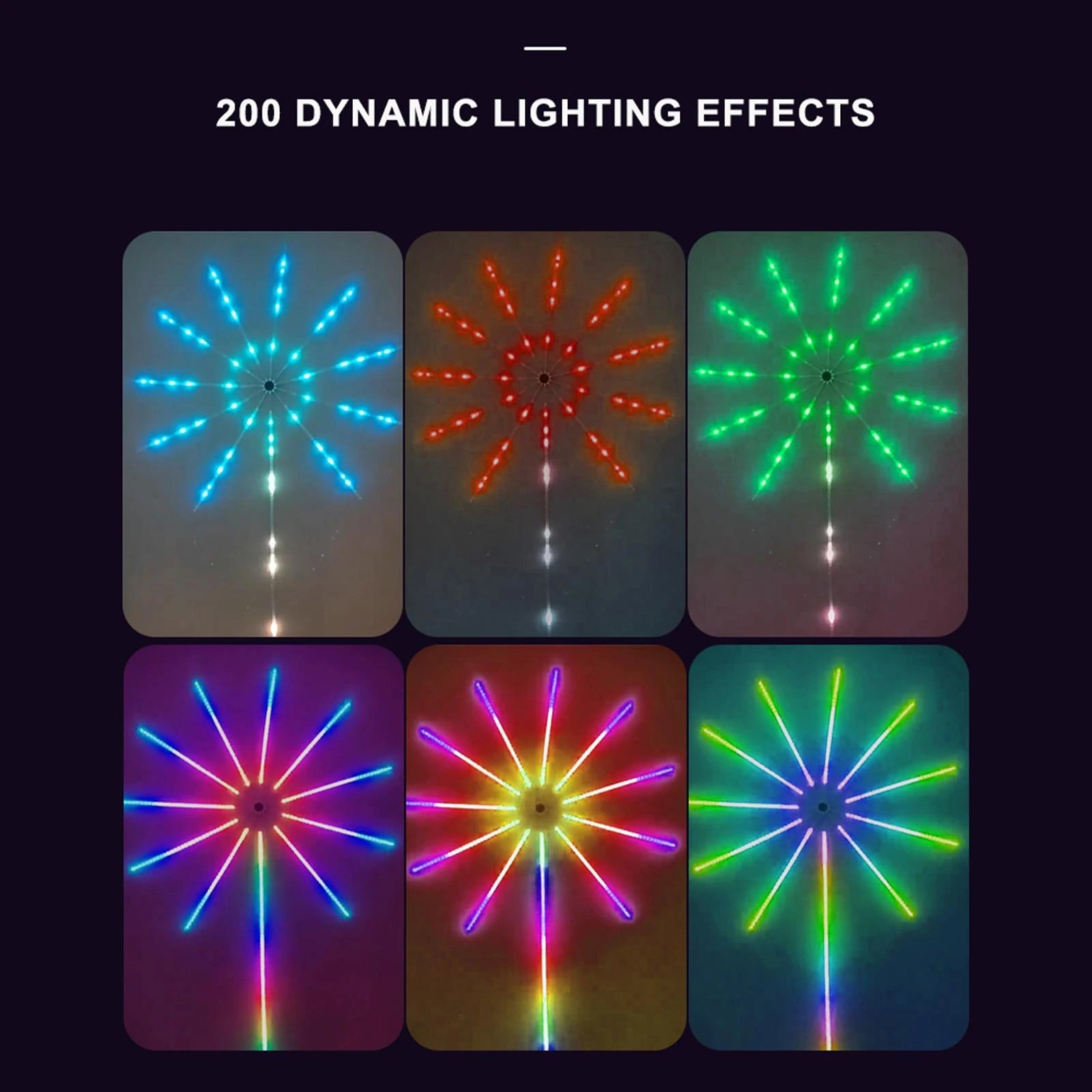 Banda de artificii led RGB, Bomstom, Bluetooth/USB, control prin telecomanda/telefon, sincronizare audio, 200 de efecte lumini  dinamice