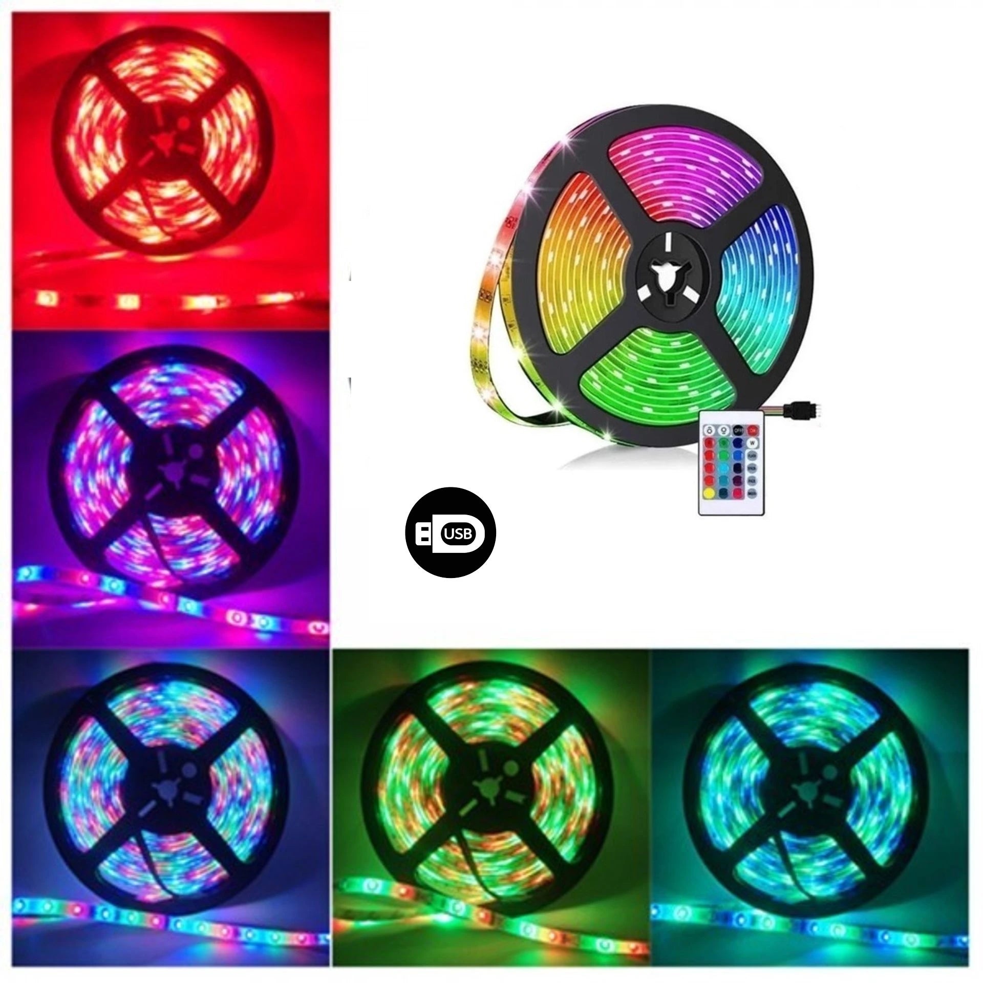 Banda LED RGB, SMD 5050, multicolora,bluetooth,mod muzical,telecomanda,usb,12V-10M/ 15M/ 20M