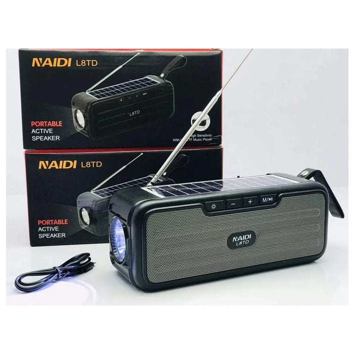 Radio portabil cu panou solar, Bluetooth L8TD, 3.7 V, 10W, 1200 mAh