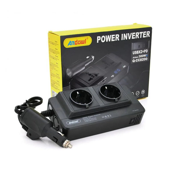 Invertor de Tensiune de la Priza Auto 12V/24V la Priza EU Dubla 230V, Putere 300W,2x usb