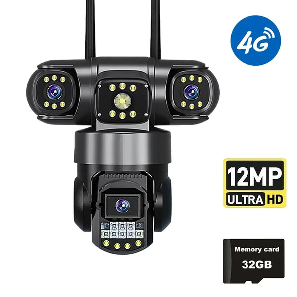 Camera de supraveghere 4G cartela sim,Ultra HD Zoom 10X cu 3 lentile,12MP,PTZ,8K,Night Vision Color,card 32GB cadou