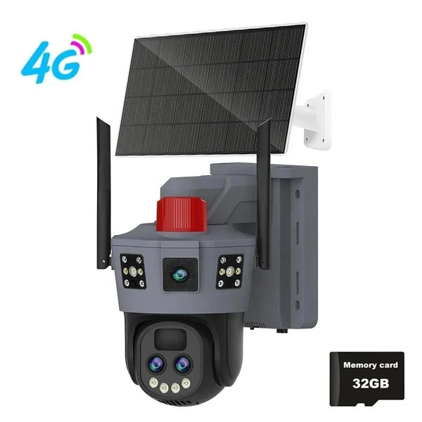 Camera de Supraveghere cu panou solar,4G slot sim,Ultra HD,9MP Zoom 10X,PTZ,Comunicare Bidirectionala, Alarma, Senzor Miscare,card 32GB cadou