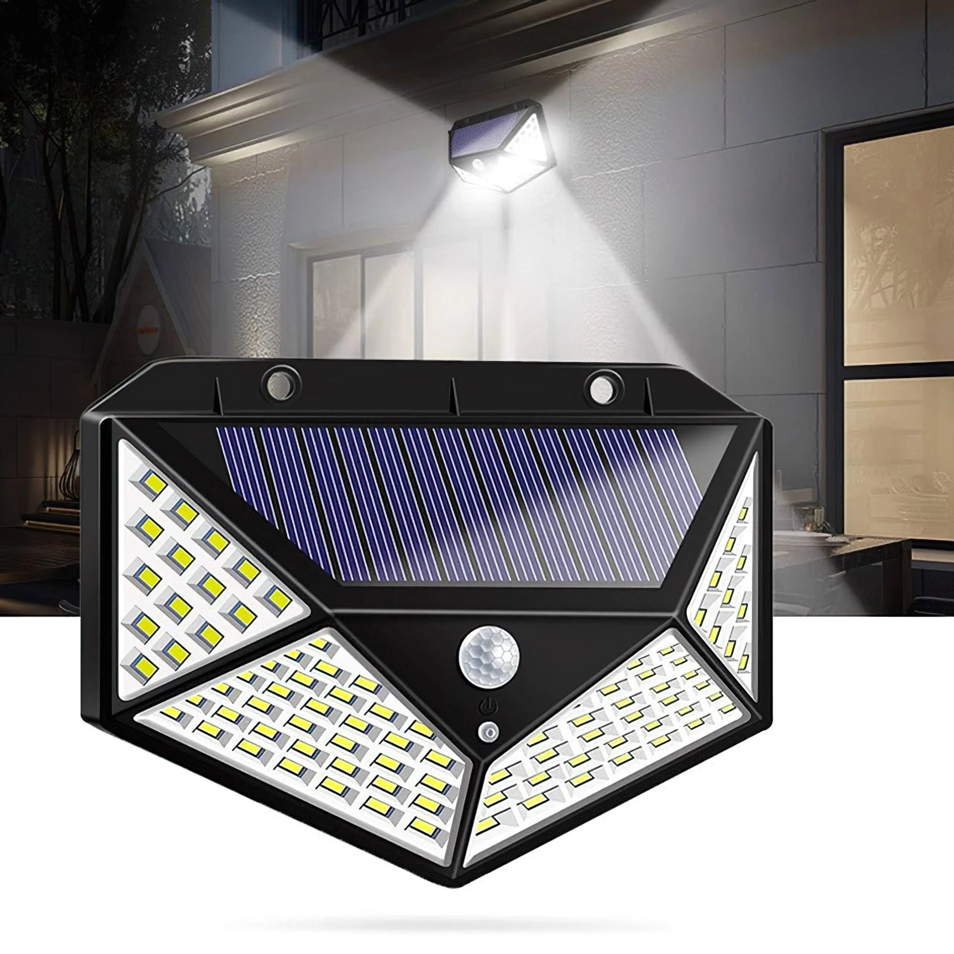 Set 4 x Lampa 100 LED cu panou solar, senzor de miscare