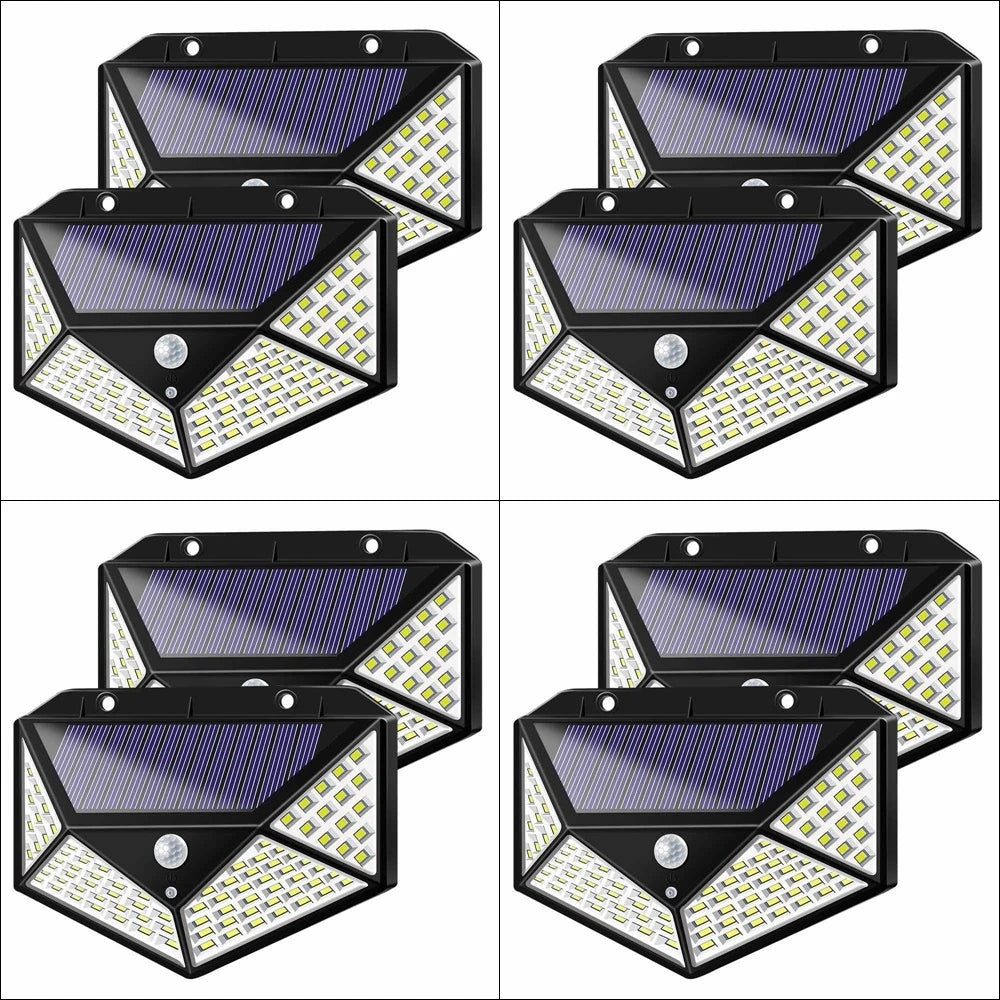 Set 8 x Lampa 100 LED cu panou solar, senzor de miscare