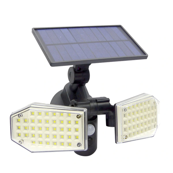 Lampa 78 LED cu panou solar dublu, split de perete, senzor de miscare