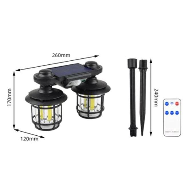 Felinar solar dublu, 192 LED,30W, cu senzor miscare, telecomanda si suport