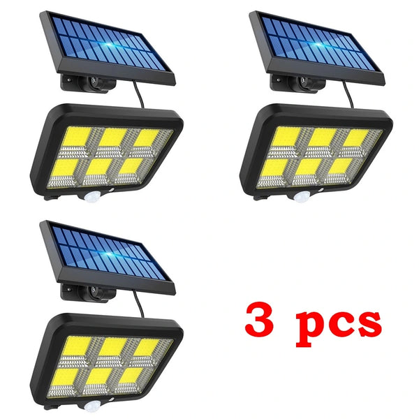 Set 3 x Proiector solar 120 LED 6 COB cu senzor de miscare, de lumina si telecomanda