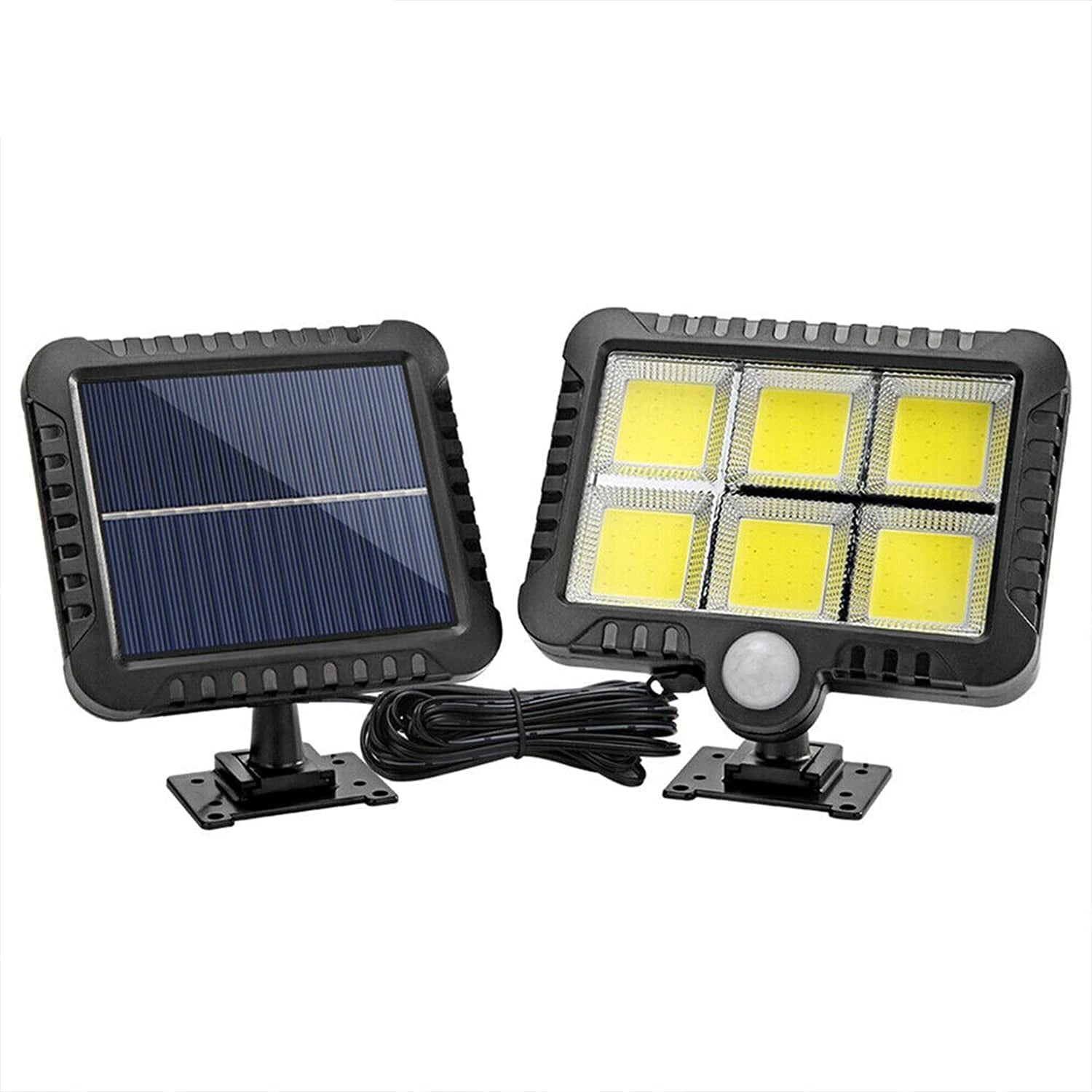 Set 2 x Proiector solar 120 LED 6 COB cu senzor de miscare, de lumina si telecomanda