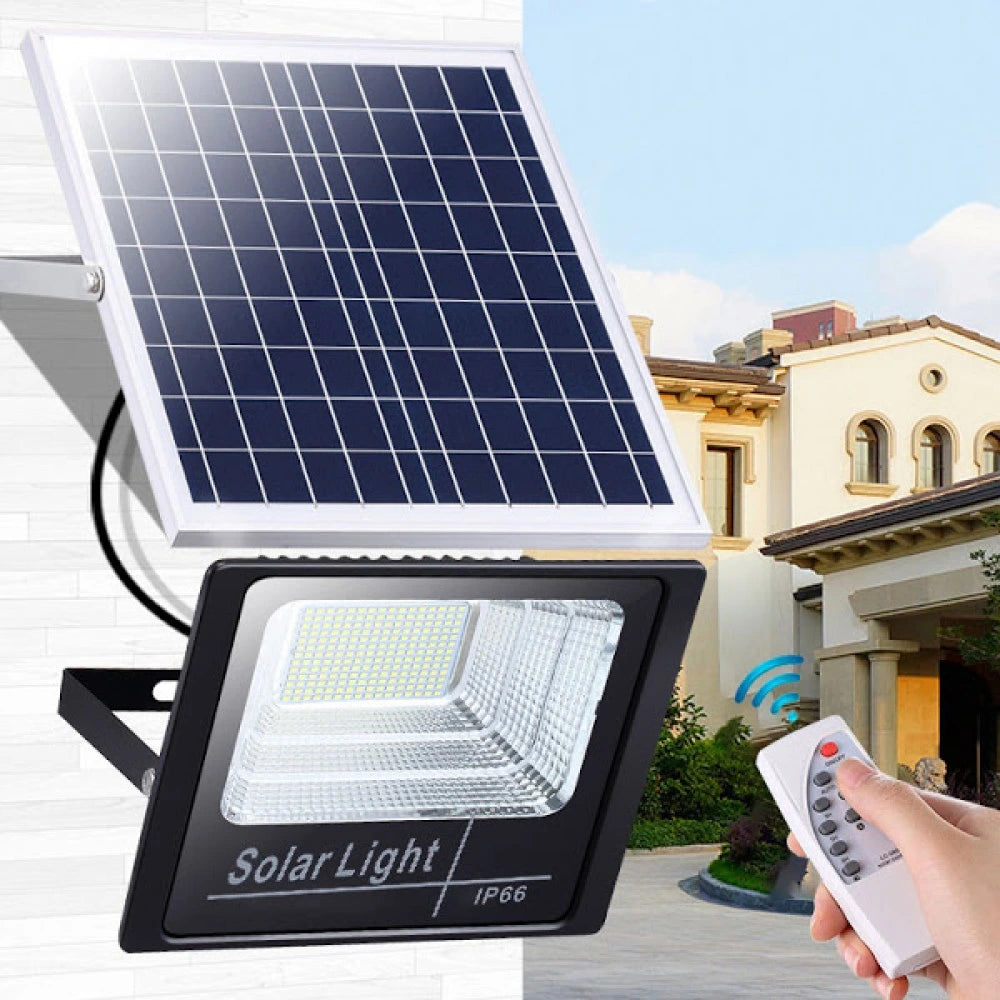Proiector LED 200 W cu panou solar si telecomanda,waterproof IP66