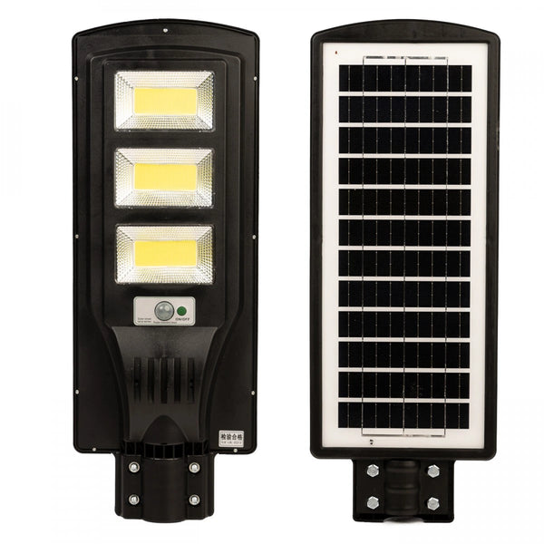 Proiector solar 300W, 450 LED iluminat stradal, cu panou solar integrat, senzor de miscare si telecomanda