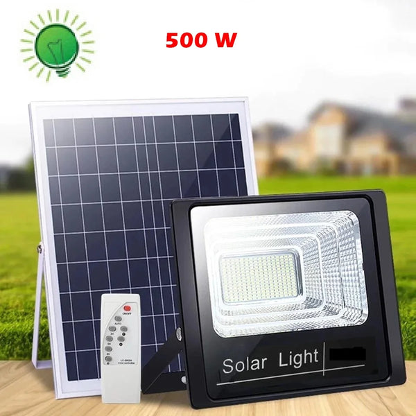 Proiector LED 500 W cu panou solar si telecomanda,waterproof IP67