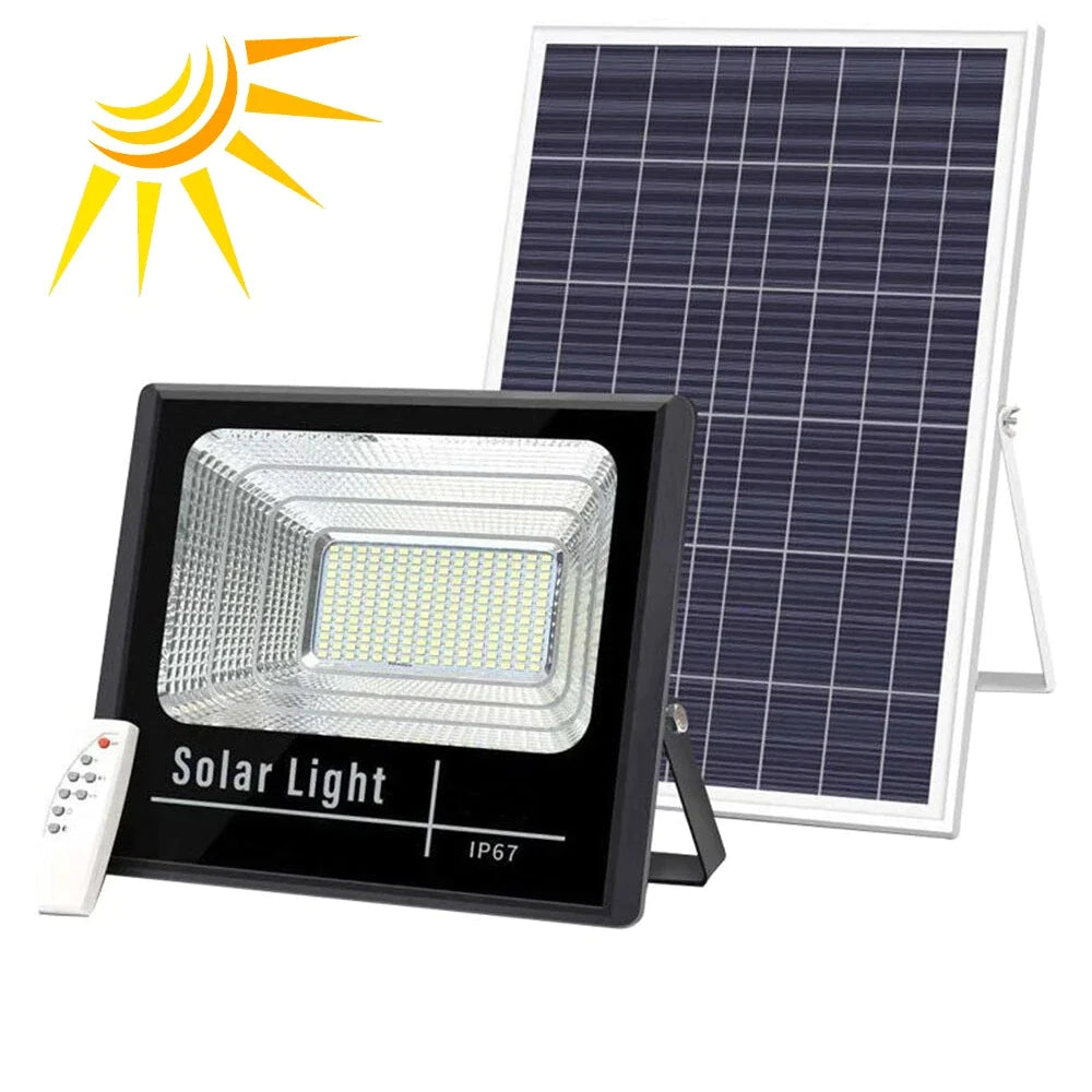 Proiector LED 1500 W cu panou solar si telecomanda,waterproof IP65