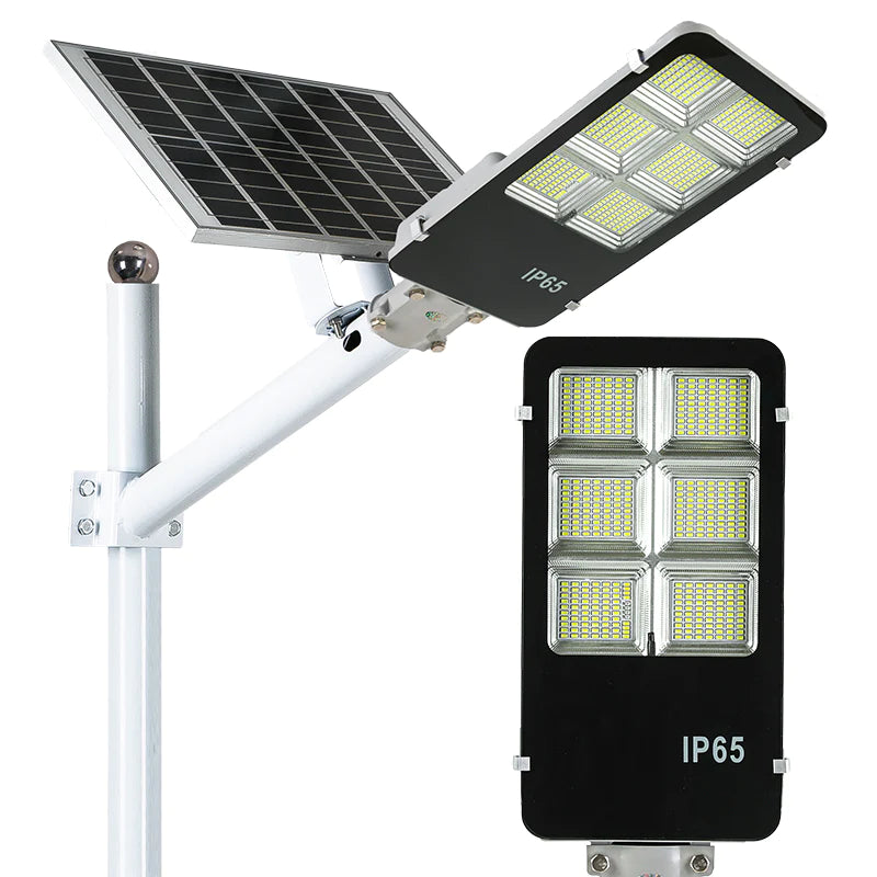 Lampa solara 300 W, LED SMD, cu panou solar, telecomanda si brat montare