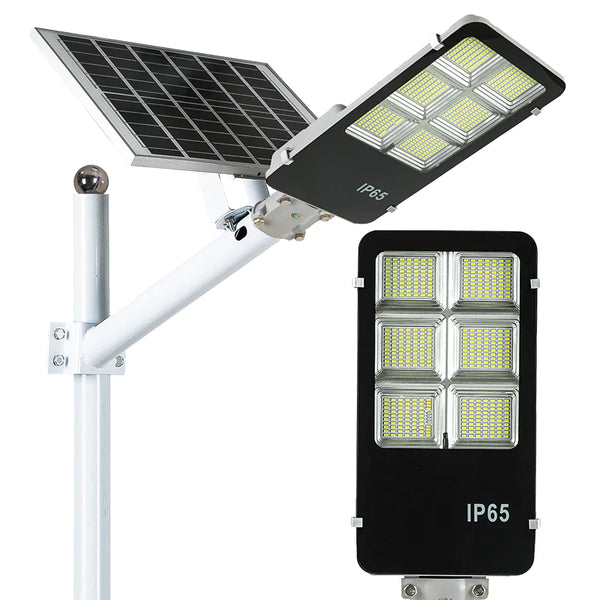 Lampa solara 400 W, LED SMD, cu panou solar, telecomanda si brat montare