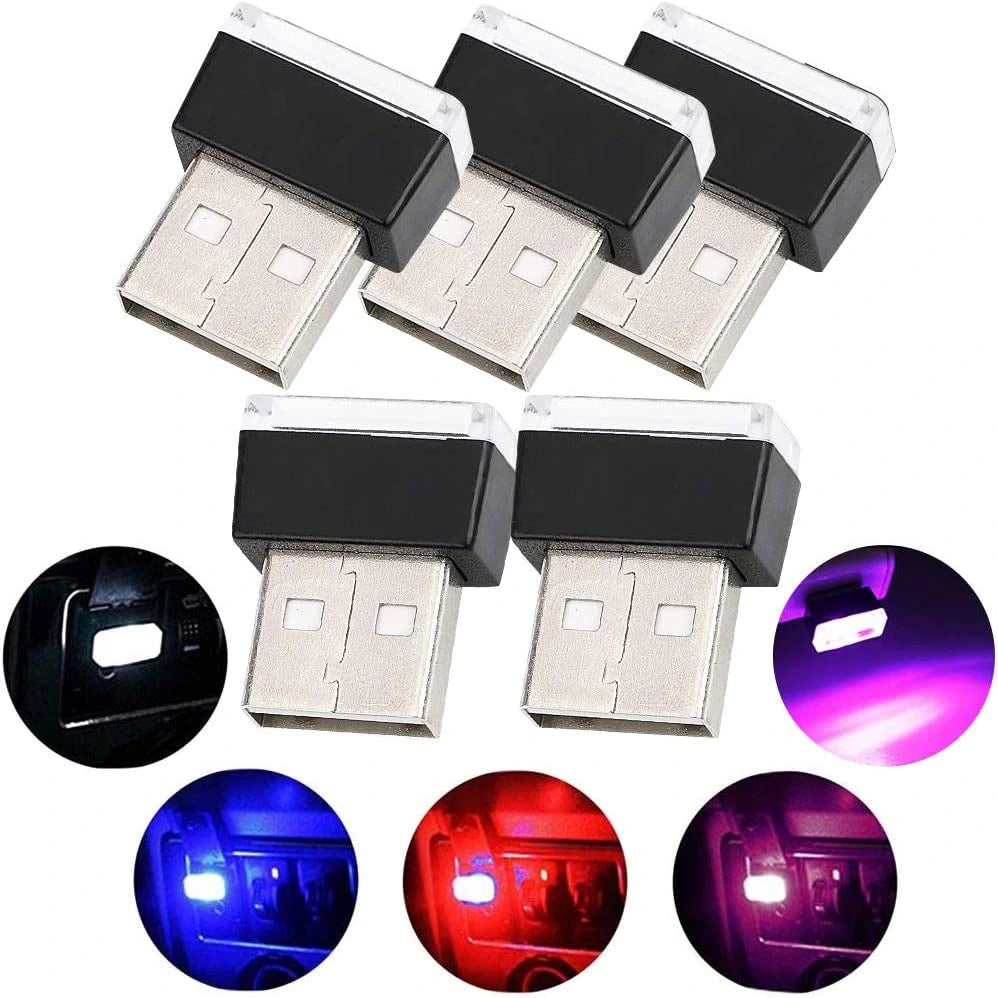 Set 5x mini lumina ambientala USB LED Auto, multicolor