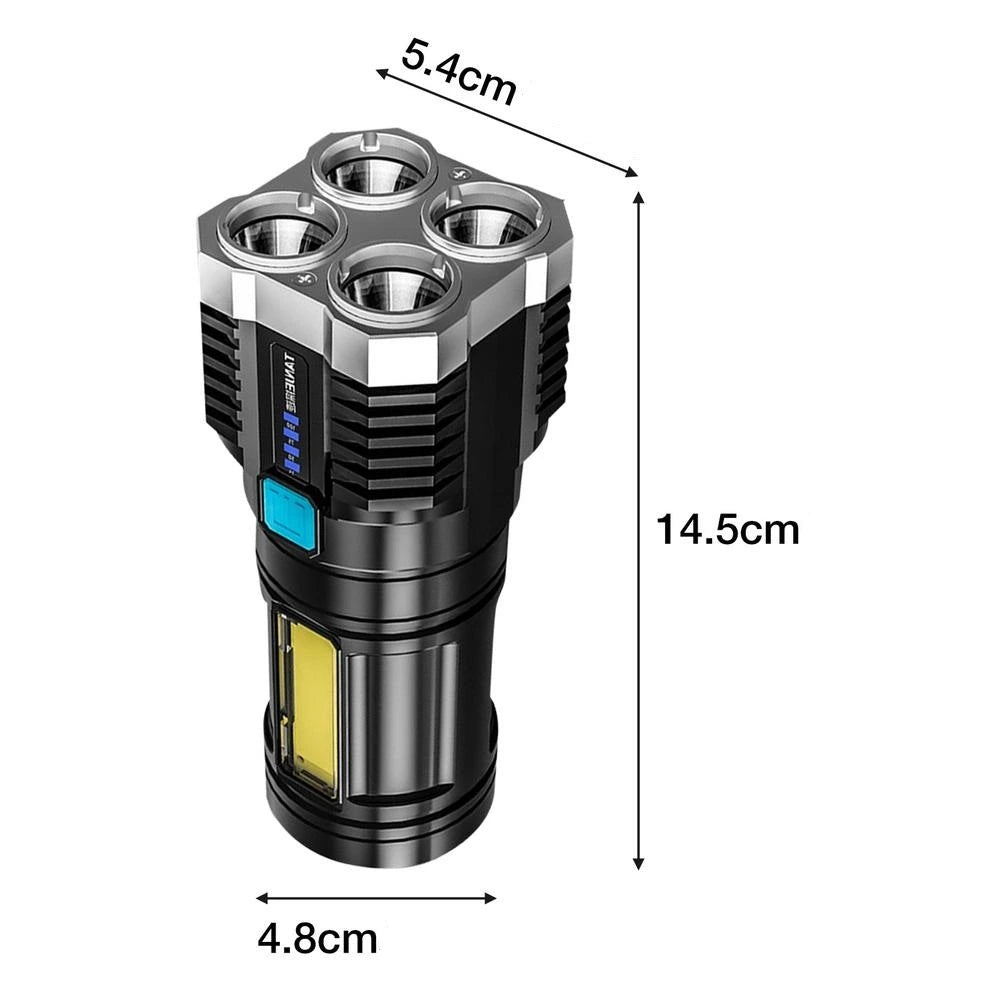Lanterna LED cu 4 nuclee + COB, incarcare USB,waterproof