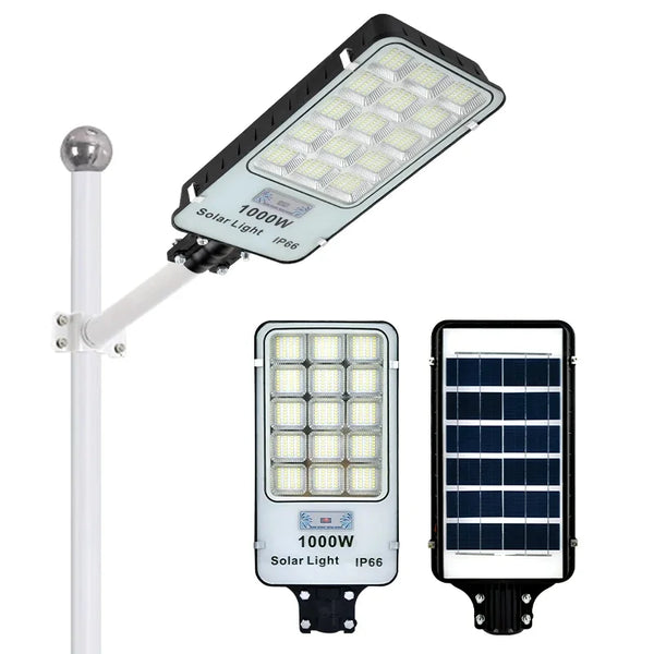 Lampa solara stradala, putere 300W/800W/1000W, cu telecomanda, senzor lumina si miscare