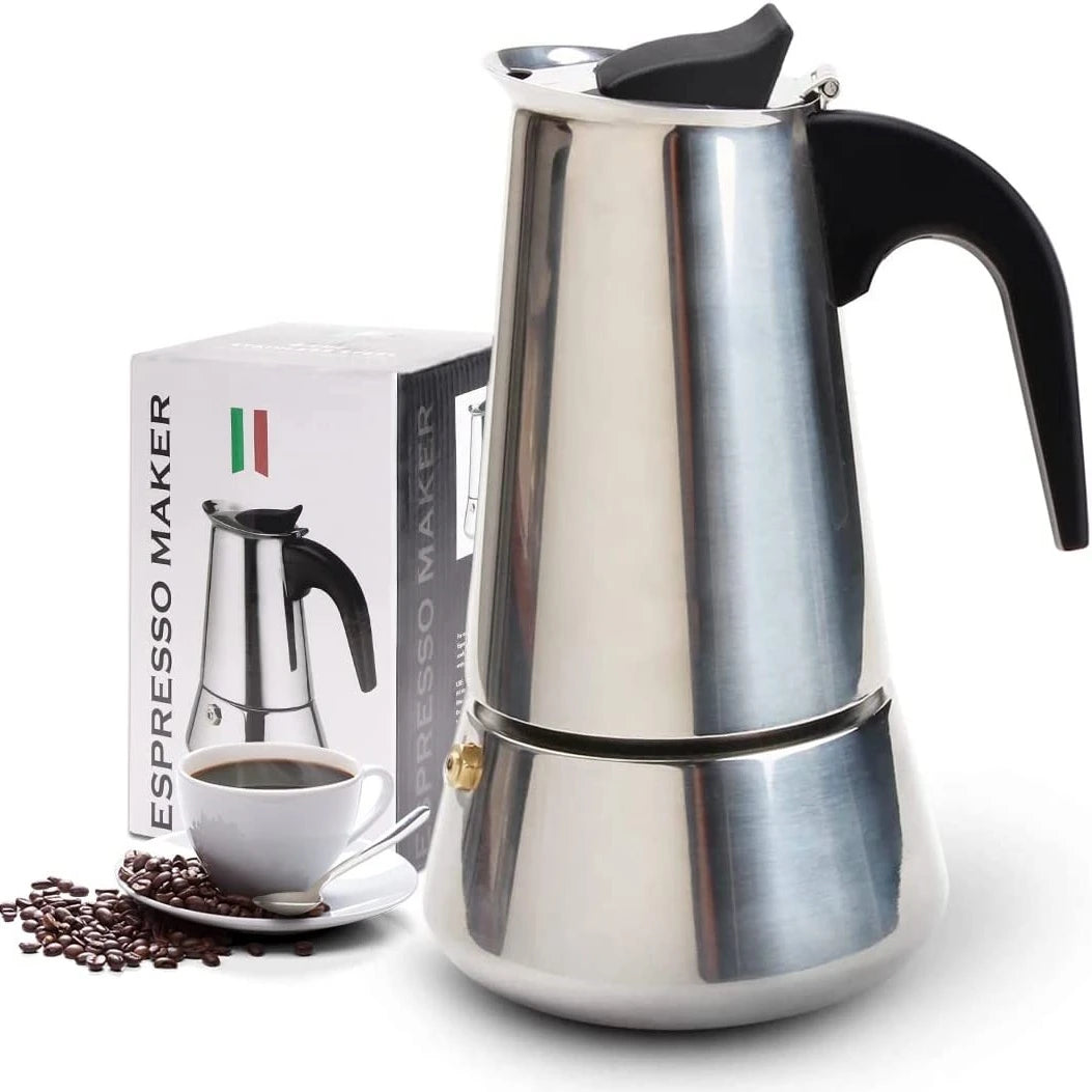 Cafetiera espresso din inox pentru aragaz-capacitate 6,9 cesti