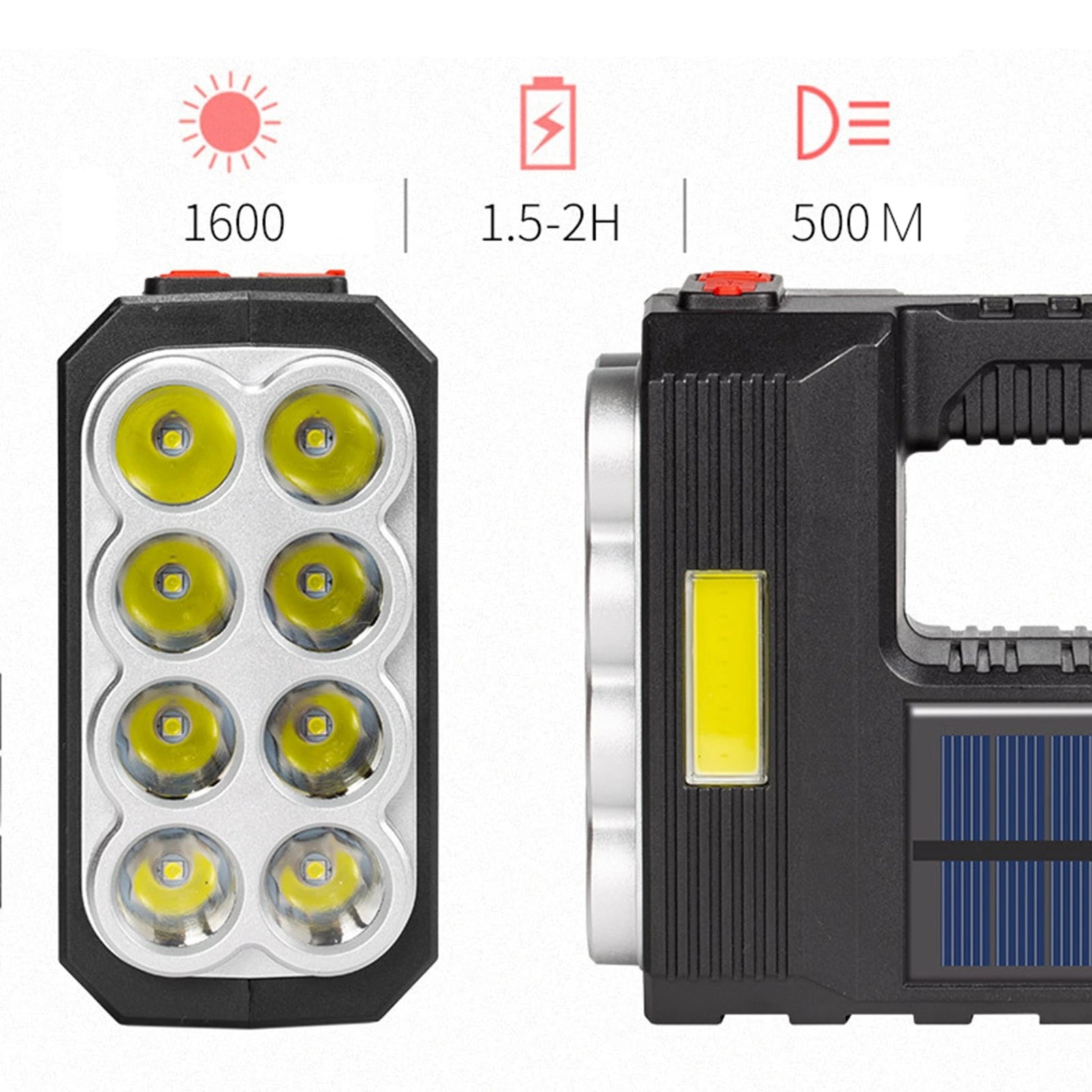 Lanterna cu 8 nuclee,LED COB si incarcare solara si USB