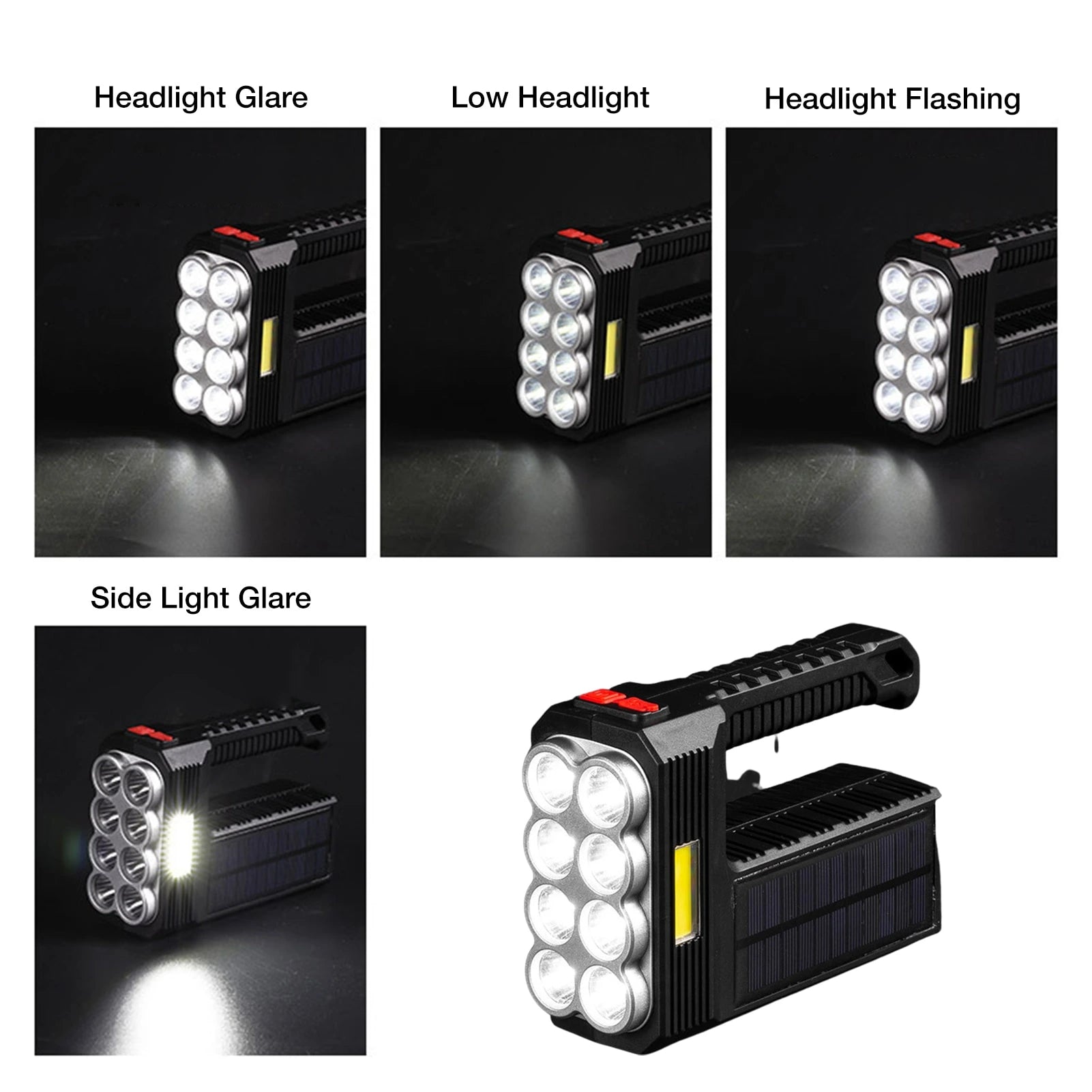 Lanterna cu 8 nuclee,LED COB si incarcare solara si USB