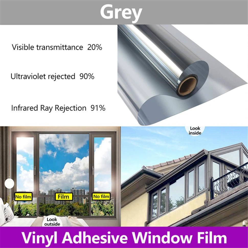 Folie reflexiva pentru geamuri interioare, cu efect de oglinda, protectie solara UV,60X300