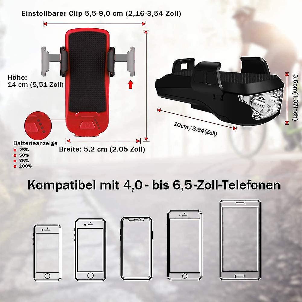 Lanterna suport telefon bicicleta, alarma, baterie de incarcare - Shopmix