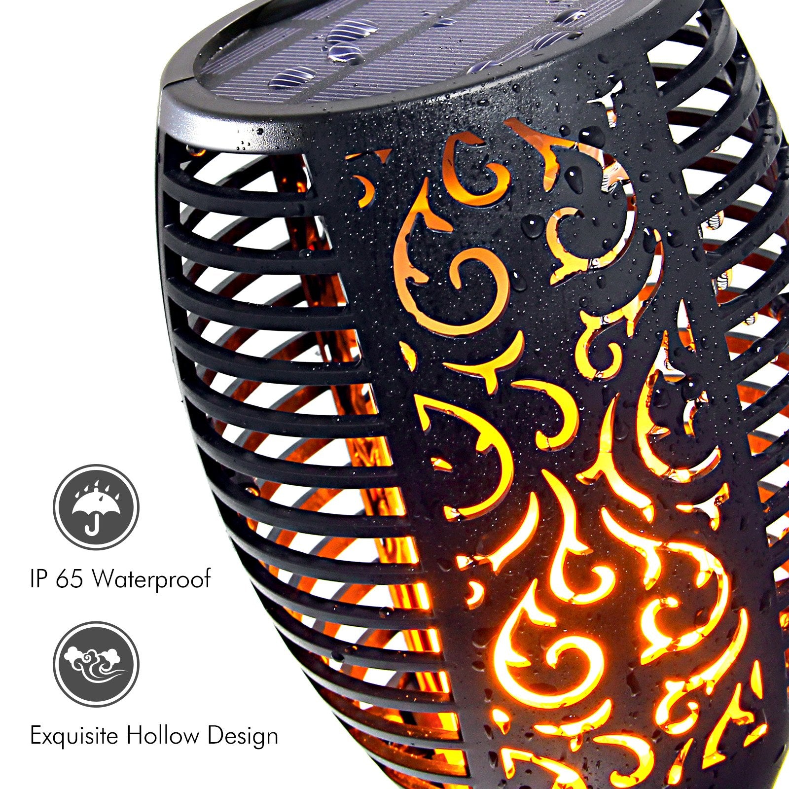 Set 4 x Lampa solara torta cu efect de Flacara, 96 LED, 62 cm H - Shopmix