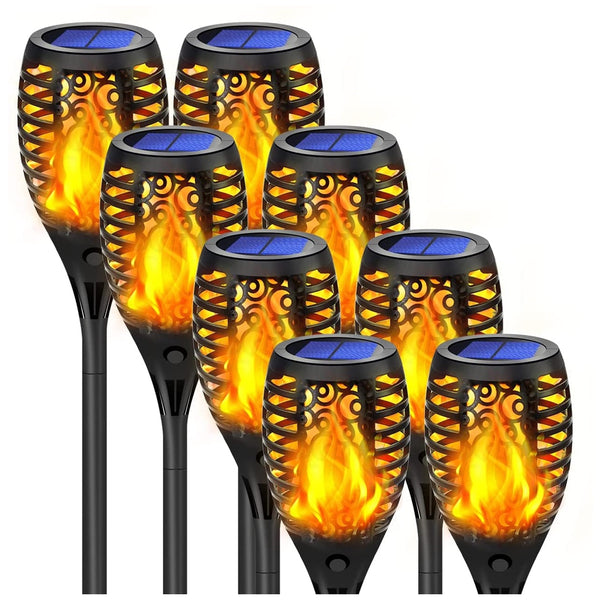 Set 8 x Lampa solara torta cu efect de Flacara, 96 LED, 52 cm H - Shopmix