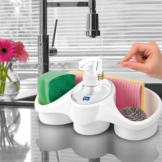 Dispenser detergent vase cu suport pentru burete - Shopmix