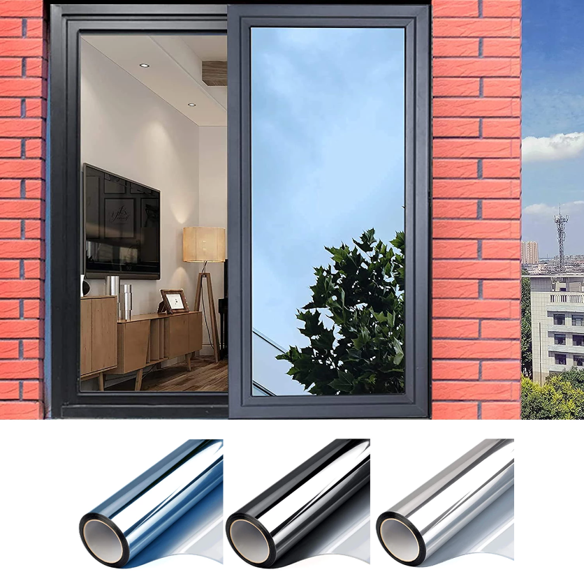 Folie reflexiva pentru geamuri interioare, cu efect de oglinda, protectie solara UV,60X300 - Shopmix