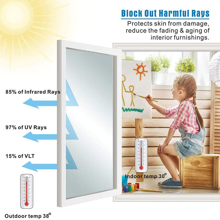 Folie reflexiva pentru geamuri interioare, cu efect de oglinda, protectie solara UV,60X300,neagra - Shopmix