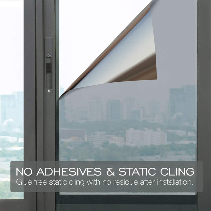 Folie reflexiva pentru geamuri interioare, cu efect de oglinda, protectie solara UV,60X300,albastra - Shopmix