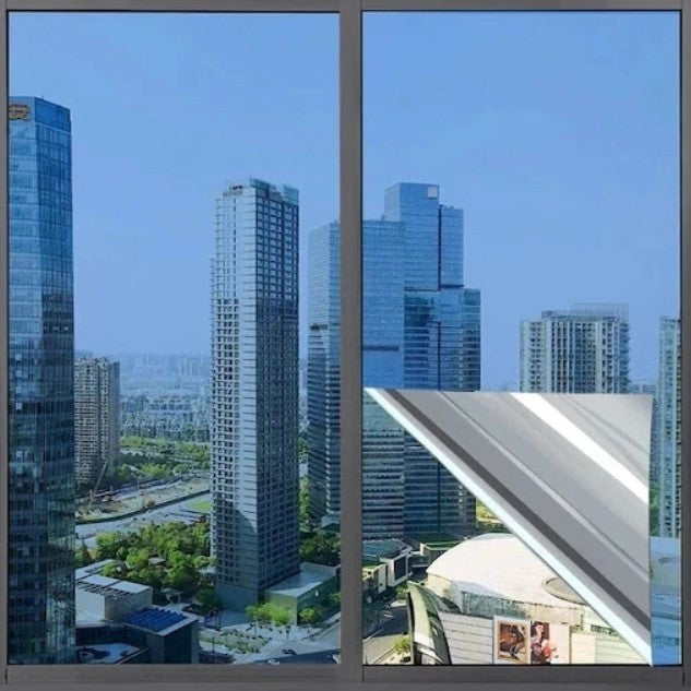 Folie reflexiva pentru geamuri interioare, cu efect de oglinda, protectie solara UV,60X300,albastra - Shopmix
